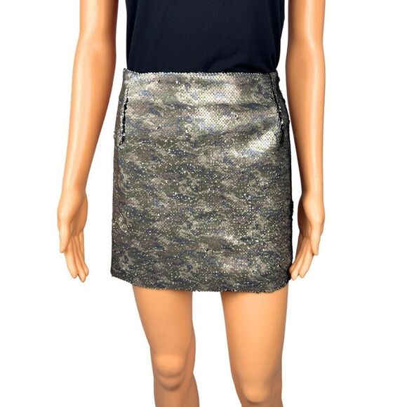 NWT Free People Skinny Sequin Camo Mini Skirt - Picture 2 of 7